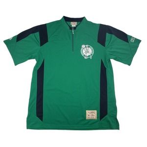 Boston Celtics Shirt Men's L Hardwood Classics Majestic Green 1/4 Zip PulloverBo